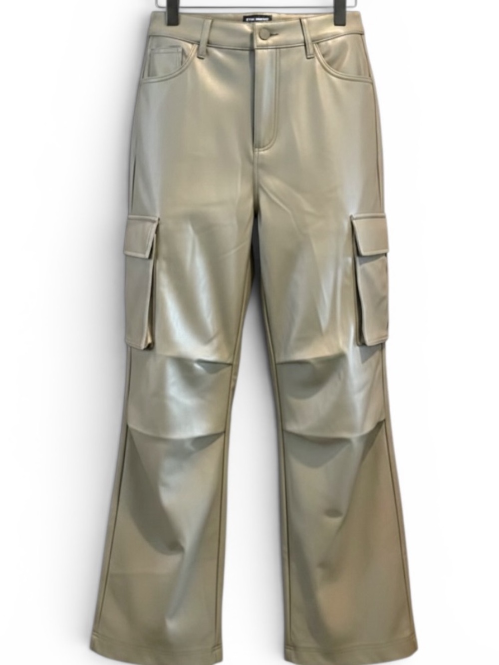 Steve Madden Faux Leather Sage Green Wide Leg Cargo Utility Pants Size Small/2